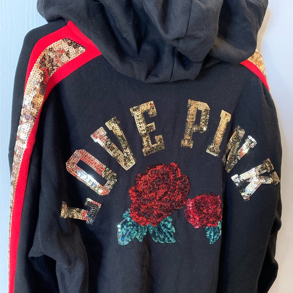 PINK Victoria’s Secret Bling Rose Lace-Up Pullover